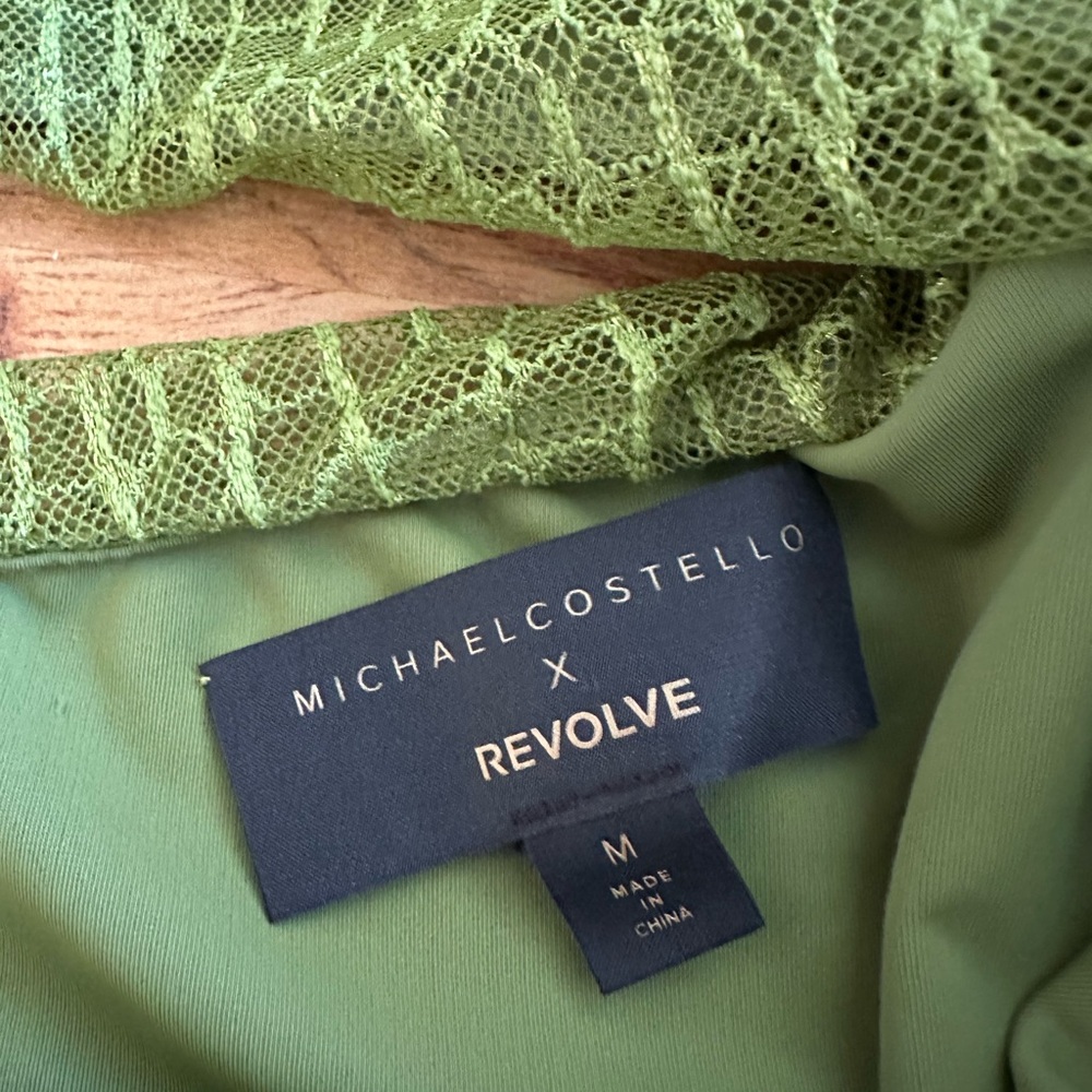 Michael Costello x REVOLVE Vivienne Mini Dress M Green Croc - Picture 6 of 16